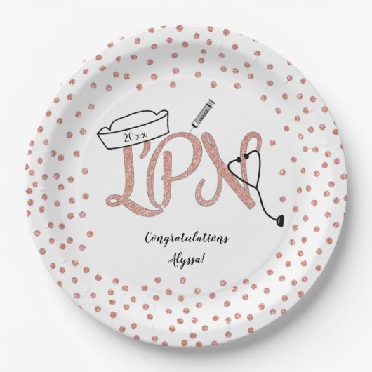 LPN Confetti Nurse Graduation Party Dekoration Pappteller (Vorderseite)
