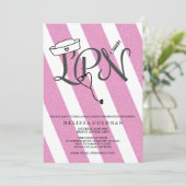 LPN Krankenschwester Abschluss lädt heißen rosa Gl Einladung (Stehend Vorderseite)