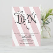 LPN Krankenschwester Abschluss lädt rot-rosa Glitz Einladung (Stehend Vorderseite)