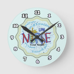 LPN-Krankenschwester-Motto Runde Wanduhr