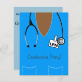 LPN Nurse Abschluss Einladung Blue Scrub Top (Vorne/Hinten)
