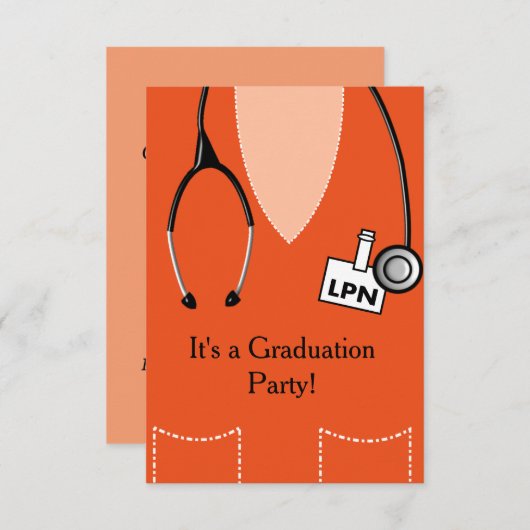 LPN Nurse Abschluss Einladung Scrub #50 (Vorne/Hinten)