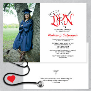 LPN Nurse Foto Abschluss Pinning Party / rot Einladung
