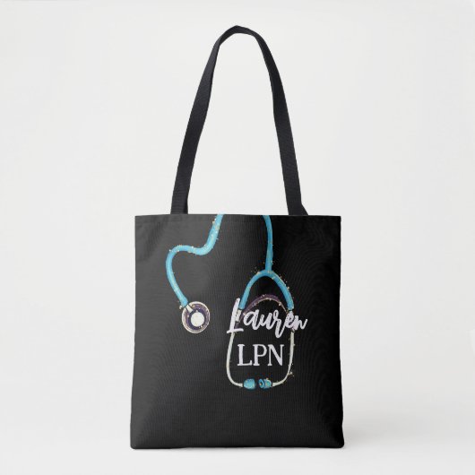 LPN Practical Nurse RN Gift Stethoscope Monogram Tasche (Vorderseite)