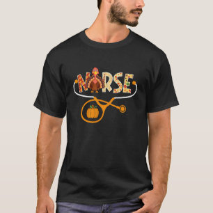 LPN RN Krankenschwester Truthahn Stethoskop Kürbis T-Shirt