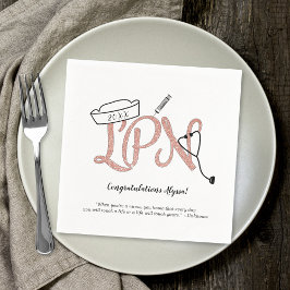 LPN Rose Gold Glitzer Krankenschwester Graduierung Serviette