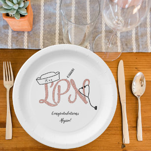 LPN Rose Gold Nurse Graduierungsparty Dekoration Pappteller