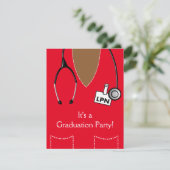 LPN Schwarz-Krankenschwester-Abschluss-Einladung Einladung (Stehend Vorderseite)