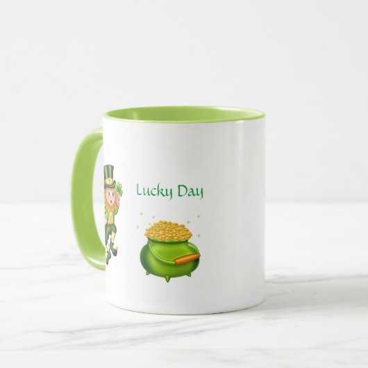Lprechaun & Pot of Gold am St. Patrick's Day Tasse (Vorderseite Links)