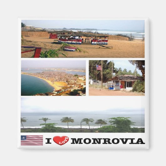 LR008 MONROVIA I Liebe, Mosaik, Liberia, Kühlschra Magnet (Vorne)