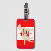 LR gelbe Labrador Name Silhouette auf Flg Gepäckanhänger (Vorderseite Vertikal)