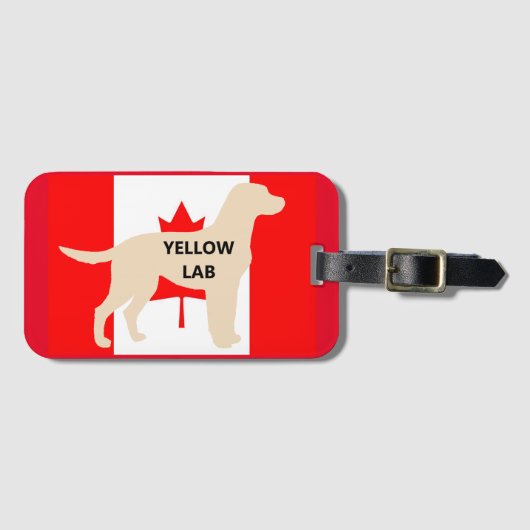 LR gelbe Labrador Name Silhouette auf Flg Gepäckanhänger (Vorderseite (Horizontal))