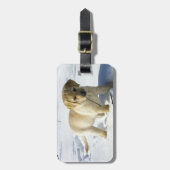 LR gelbe Labrador Welpe im Schnee Gepäckanhänger (Vorderseite vertikal)