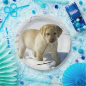 LR gelbe Labrador Welpe im Schnee Pappteller (Party)