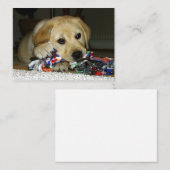 LR gelbe Labrador Welpe mit Spielzeug Mitteilungskarte (Vorne/Hinten)