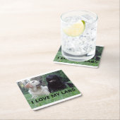 LR I Liebe meine Labradore mit Bild Rechteckiger Pappuntersetzer (Vor Ort)