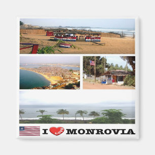 LR - Liberia - Monrovia - I Liebe - Collage Mosaik Magnet