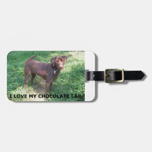 LR Schokolade Labrador Liebe mit Bild Gepäckanhänger (Vorderseite horizontal)