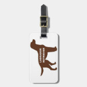 LR Schokolade Labrador Name Silhouette Gepäckanhänger (Vorderseite vertikal)
