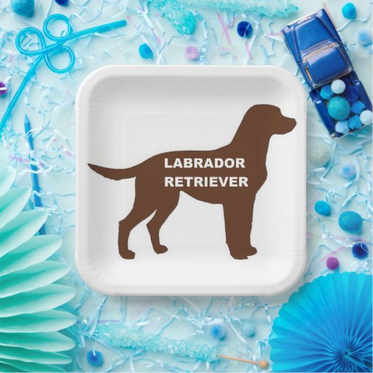 LR Schokolade Labrador Name Silhouette Pappteller (Party)