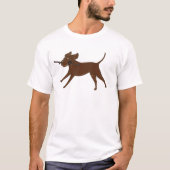 LR SchokoladenLabrador mit Stock T-Shirt (Vorderseite)