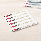LR yellow love Rechteckiger Pappuntersetzer (angewinkelt)