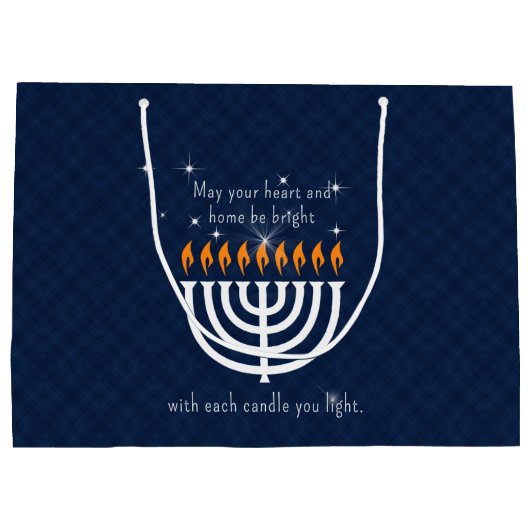 LRG Moderne Hanukkah in Blau und Weiß Große Geschenktüte (Rückseite)