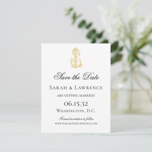 LS Monogram oder SL Monogram Speichern Sie die Dat Save The Date (Stehend Vorderseite)
