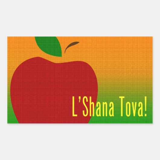 L'Shana Tova Apple Rechteckiger Aufkleber (Vorderseite)