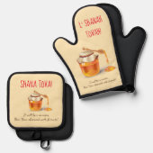 L'Shanah Tovah! Ein guter und süßer Jahreshonig Ofenhandschuh & Topflappen-Set (Vorderseite/Rückseite)