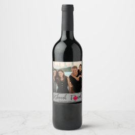 L'Shanah Tovah Pomegranate Elegantes Skript-Foto Weinetikett