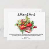 L'Shanah Tovah Rosh Hashnah Pomegranate Postkarte (Vorne/Hinten)