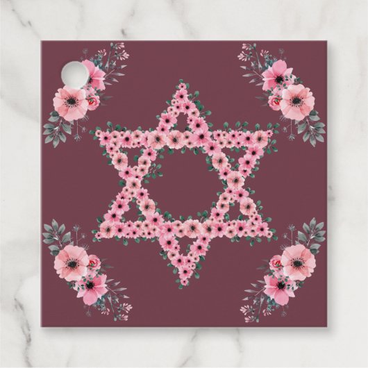 L'Shanah Tovah Star der Blume von David Pink Geschenkanhänger (Vorderseite)