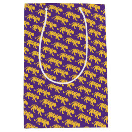 LSU Tigers Geschenktasche - Lila & Gold Tiger Prin Mittlere Geschenktüte
