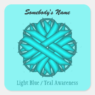 Lt Blue/Aquamarin Blume Ribbon von Kenneth Yoncich Quadratischer Aufkleber