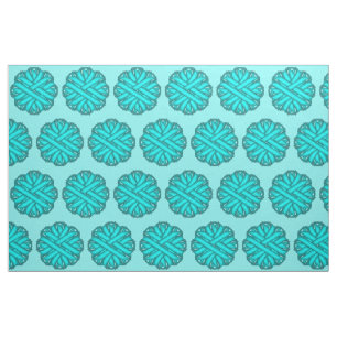 Lt Blue/Aquamarin Blume Ribbon von Kenneth Yoncich Stoff