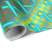 Lt Blue/Aquamarin Stnd Ribn Muster von Kenneth Yon Geschenkpapier (Rolleneckpunkt)