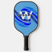 Lt Blue Best Opa mit Monogrammatikalinitialen Pickleball Schläger (Vorderseite)