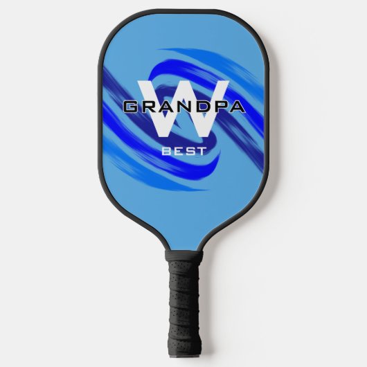 Lt Blue Best Opa mit Monogrammatikalinitialen Pickleball Schläger (Vorderseite)