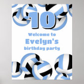 lt blue black volleyballs birthday party welcome poster (Vorne)