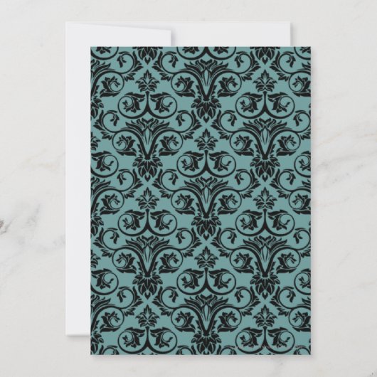 Lt.Blue Damask Abschluss Einladung (Rückseite)