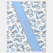 Lt blue gray girvolleyballs pattern net accent fleecedecke (Vorderseite)