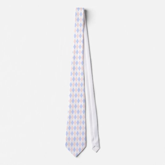 Lt Blue, Lt Pink, Wht Harlequin Diamond Pattern Krawatte (Vorderseite)