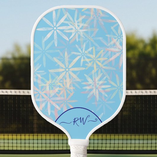 Lt Blue Retro Blume Power Pickleball Schläger
