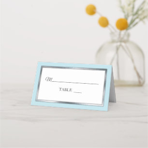 Lt Blue Silber Weiße schlichte, elegante Platzk Platzkarte
