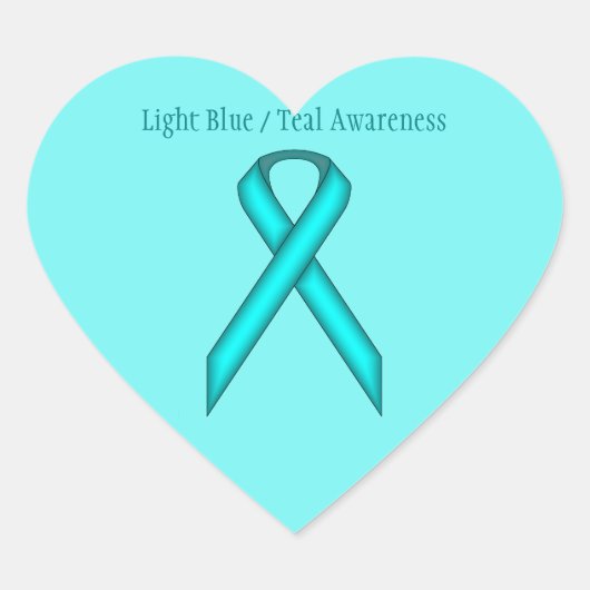 Lt Blue/Teal Standard Ribbon by Kenneth Yoncich Herz-Aufkleber (Vorderseite)
