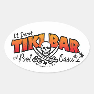 Lt. Dans Tiki Bar & Pool Oasis Merchandise Ovaler Aufkleber
