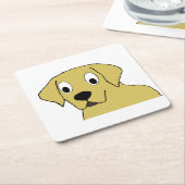 LT GELBE LABRADOR CARTOON RECHTECKIGER PAPPUNTERSETZER (angewinkelt)