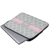 Lt Grau Pink Weißes marokkanisches Quatrefolienmon Laptopschutzhülle (Vorne Knopf)