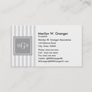 Lt Grau Weißer Streifen Grau Quadrat 3 Monogramm Visitenkarte